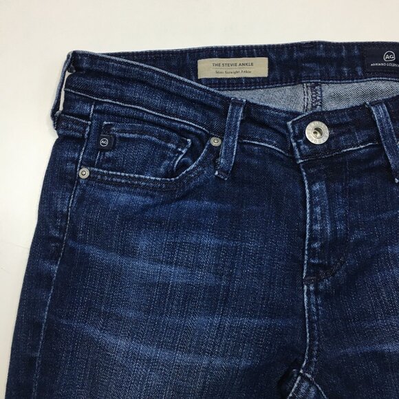 AG ADRIANO GOLDSCHMIED Medium/Dark Wash The Stevie Ankle Slim Straight Jeans - Picture 5 of 11